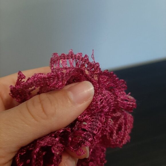 3/$20 Handmade Ruffled Sequin Infinity Scarf Magenta Stretchy Fall Winter - Picture 10 of 11